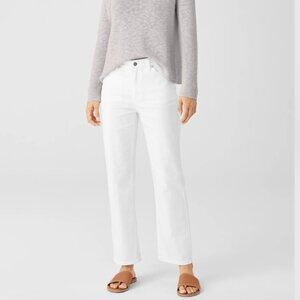 Eileen Fisher White High Waist Straight Ankle Jeans Size 22 NWT $178